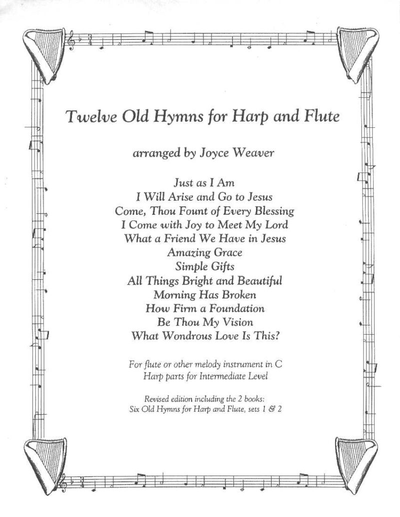 Twelve Old Hymns for Harp and Flute by Weaver Cover at folkharp.com