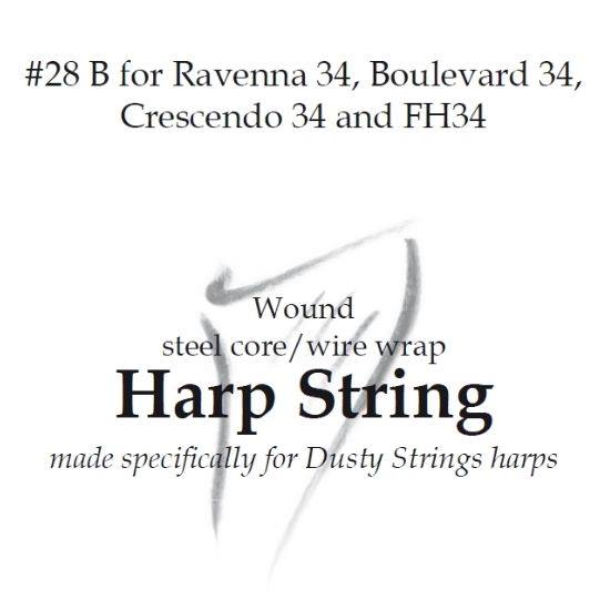 Harp String 28B for Ravenna 34, Boulevard 34, Crescendo 34, and FH34 at folkharp.com