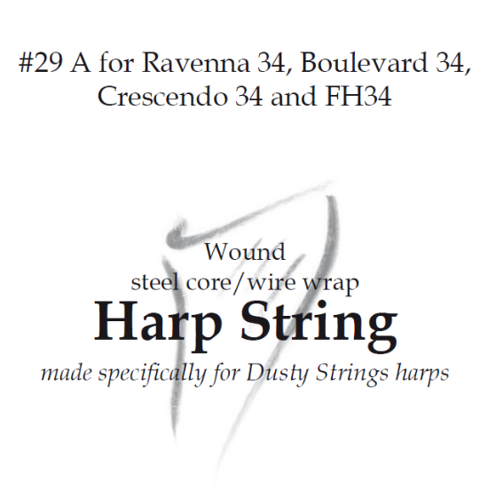Harp String 29A for Ravenna 34, Boulevard 34, Crescendo 34, and FH34 at folkharp.com