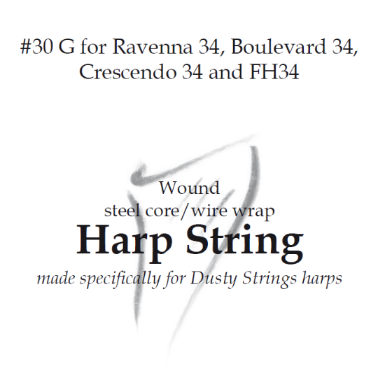 Harp String 30G for Ravenna 34, Boulevard 34, Crescendo 34, and FH34 at folkharp.com