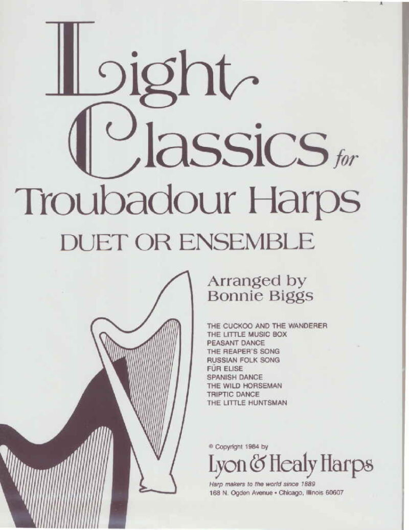 Light Classics for Troubador Harps by Biggs Cover at folkharp.com