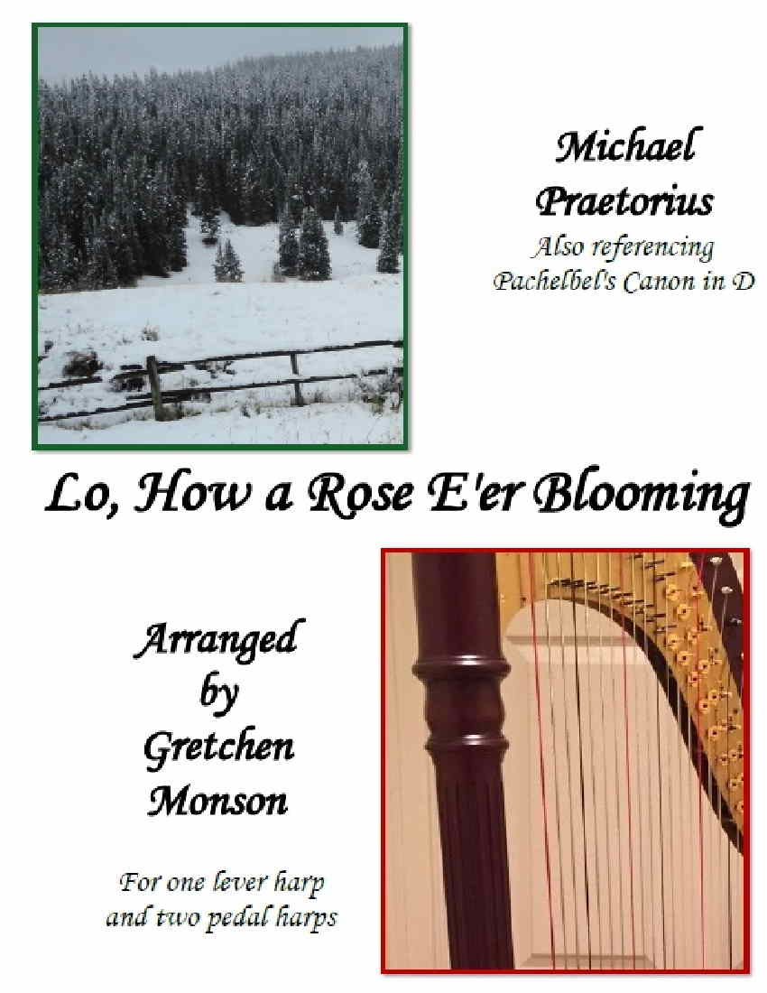 Lo, How a Rose E'er Blooming Trio by Monson Cover at folkharp.com