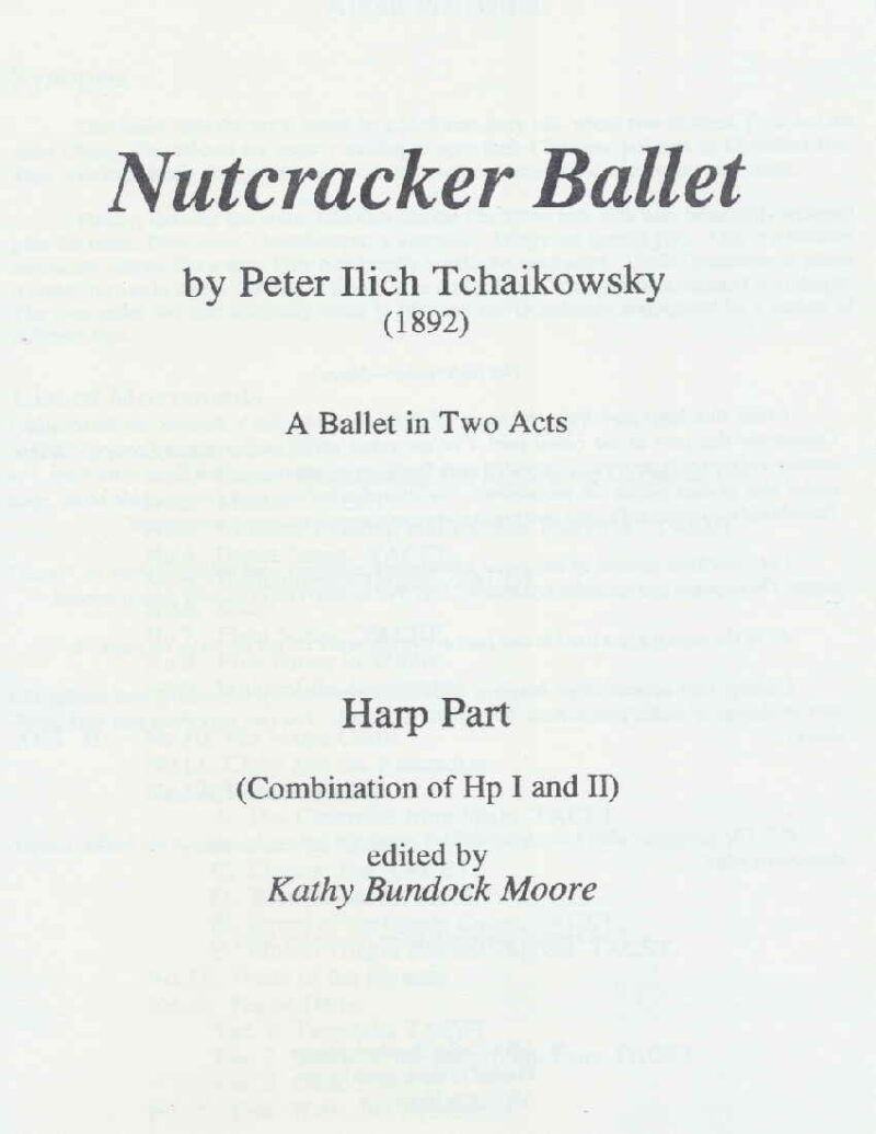 Nutcracker Ballet Harp Part by Tchaikovsky (edited by Moore) Cover at folkharp.com