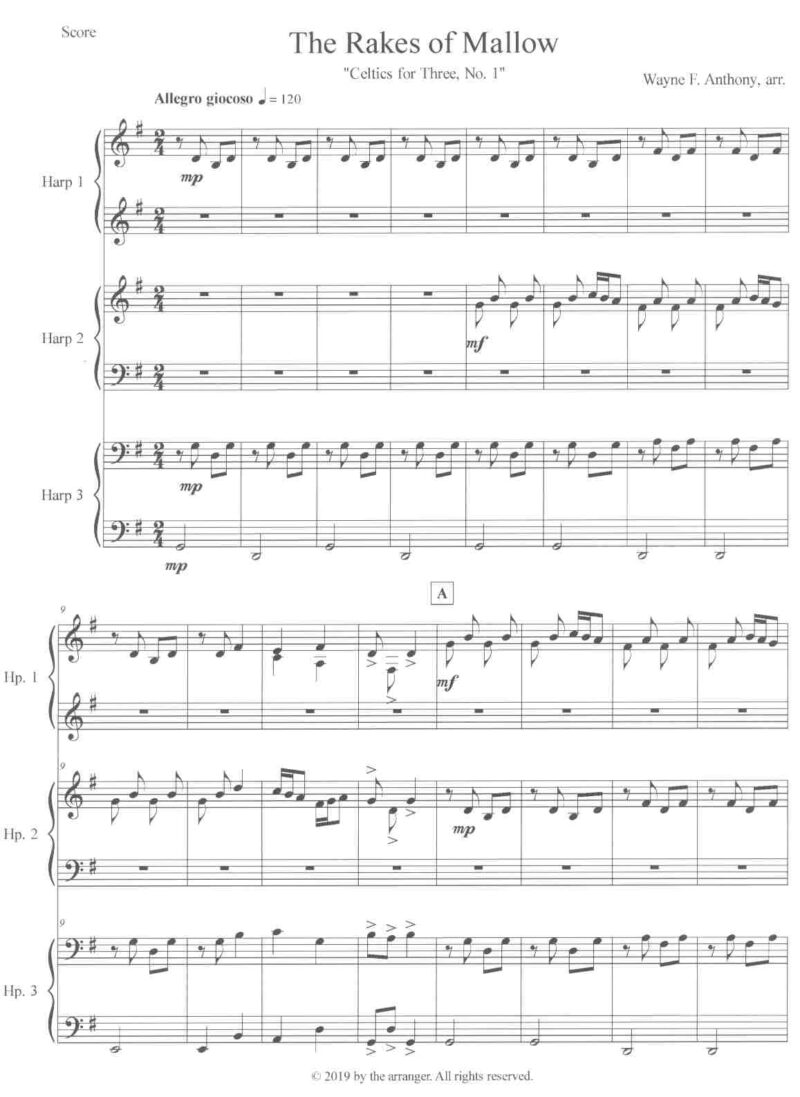 The Rakes of Mallow Celtics for Three Series (No. 1) • Folk Harp