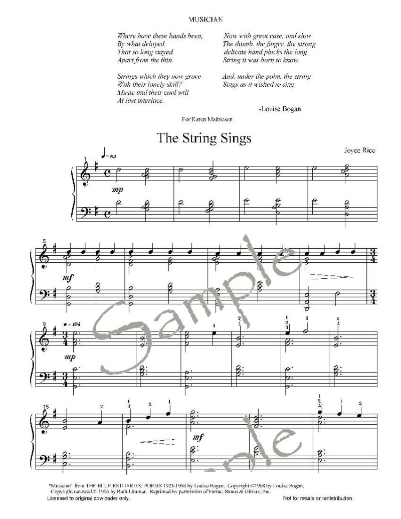 The String Sings by Rice Cover at folkharp.com