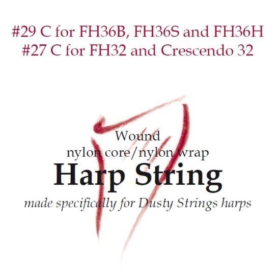 Harp String 29C for FH36B, FH36S, and FH36H or 27C for FH32 and Crescendo 32 at folkharp.com