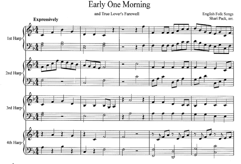 Early One Morning Quartet Sample 1 at Melody's