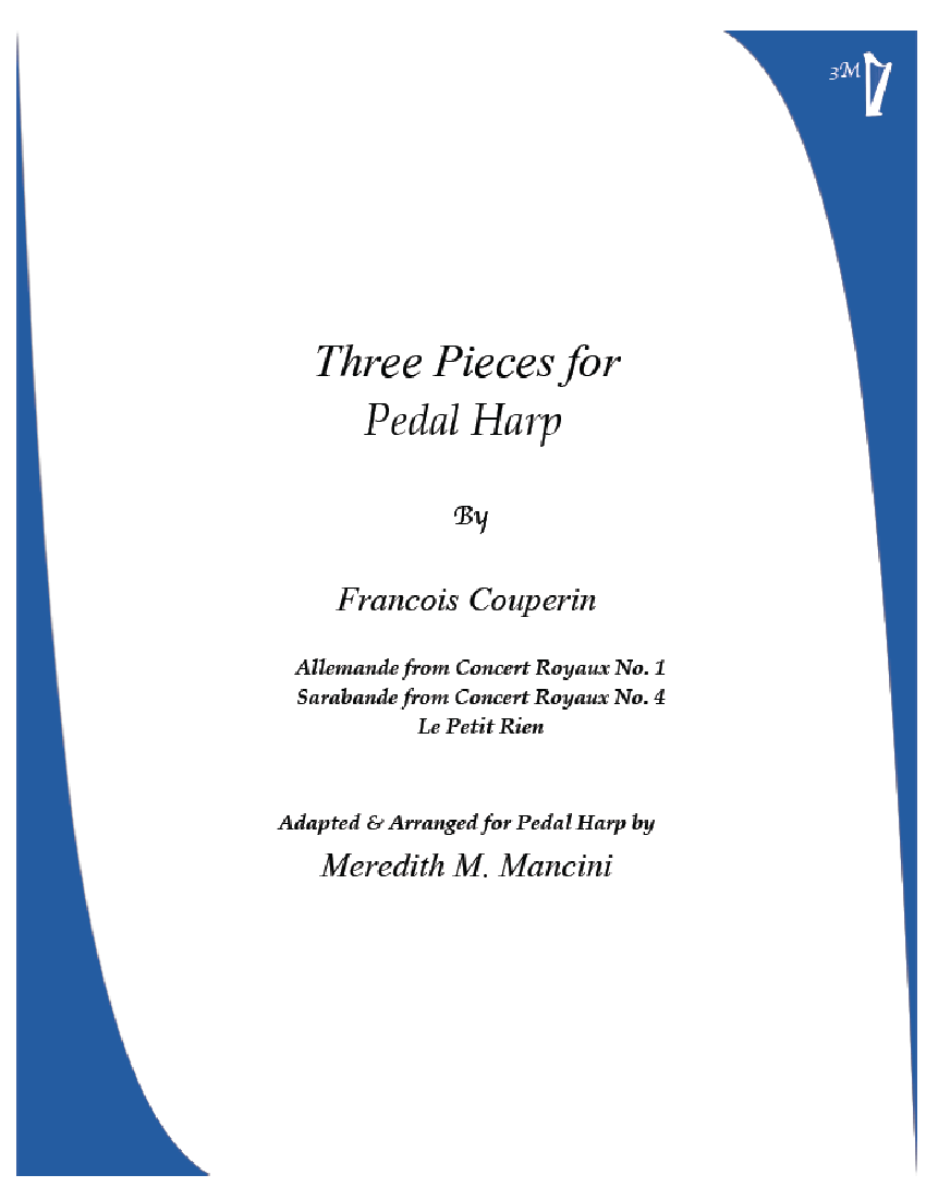 Three Pieces for Pedal Harp by Couperin (arranged by Mancini) Cover at folkharp.com