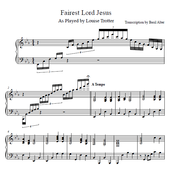 Fairest Lord Jesus Sample 1 at Melody's