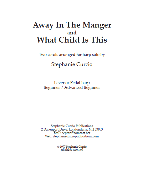 Away in the Manger and What Child Is This by Curcio Cover at folkharp.com