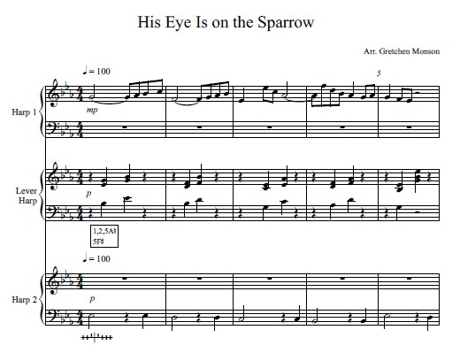 His Eye Is on the Sparrow Trio Sample 1 at Melody's