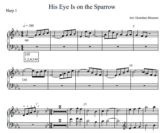 His Eye Is on the Sparrow Trio Sample 6 at Melody's