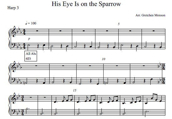 His Eye Is on the Sparrow Trio Sample 8 at Melody's