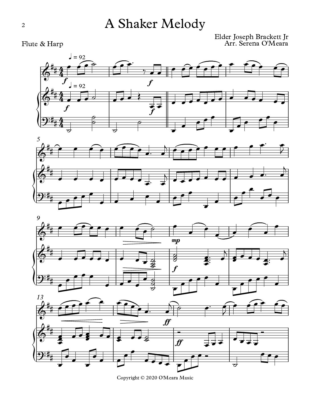 A Shaker Melody, Duet for Flute & Harp - Image 2