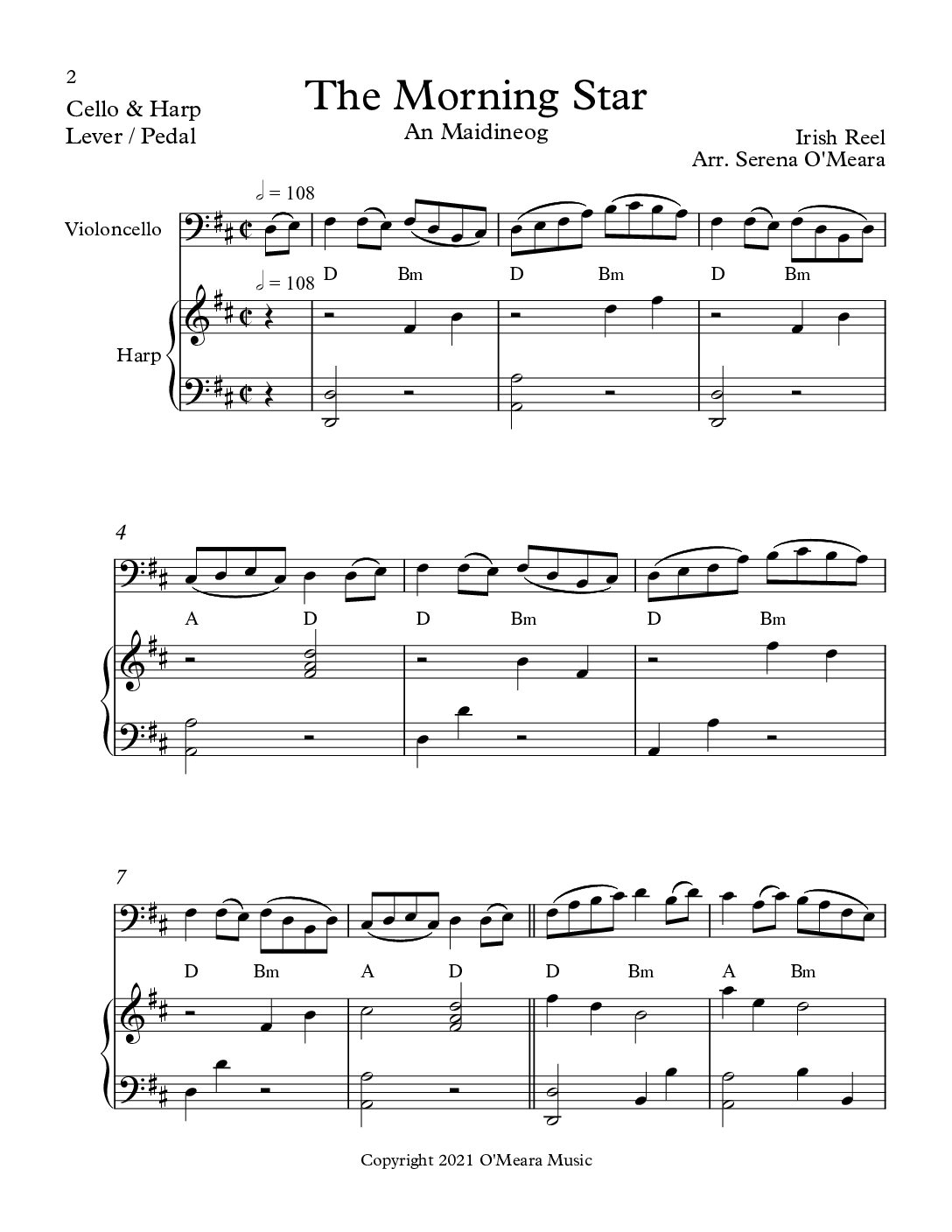 The Morning Star, Duet for Cello & Harp - Image 2