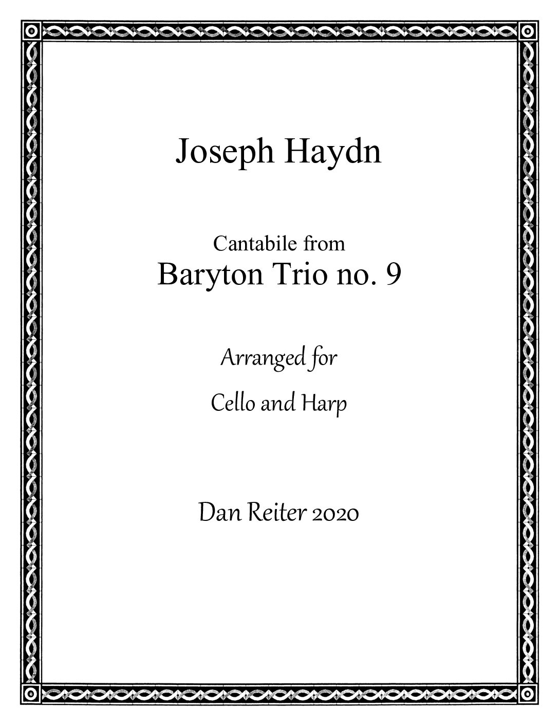 Cantabile from Baryton Trio no. 9 - for Harp and Cello