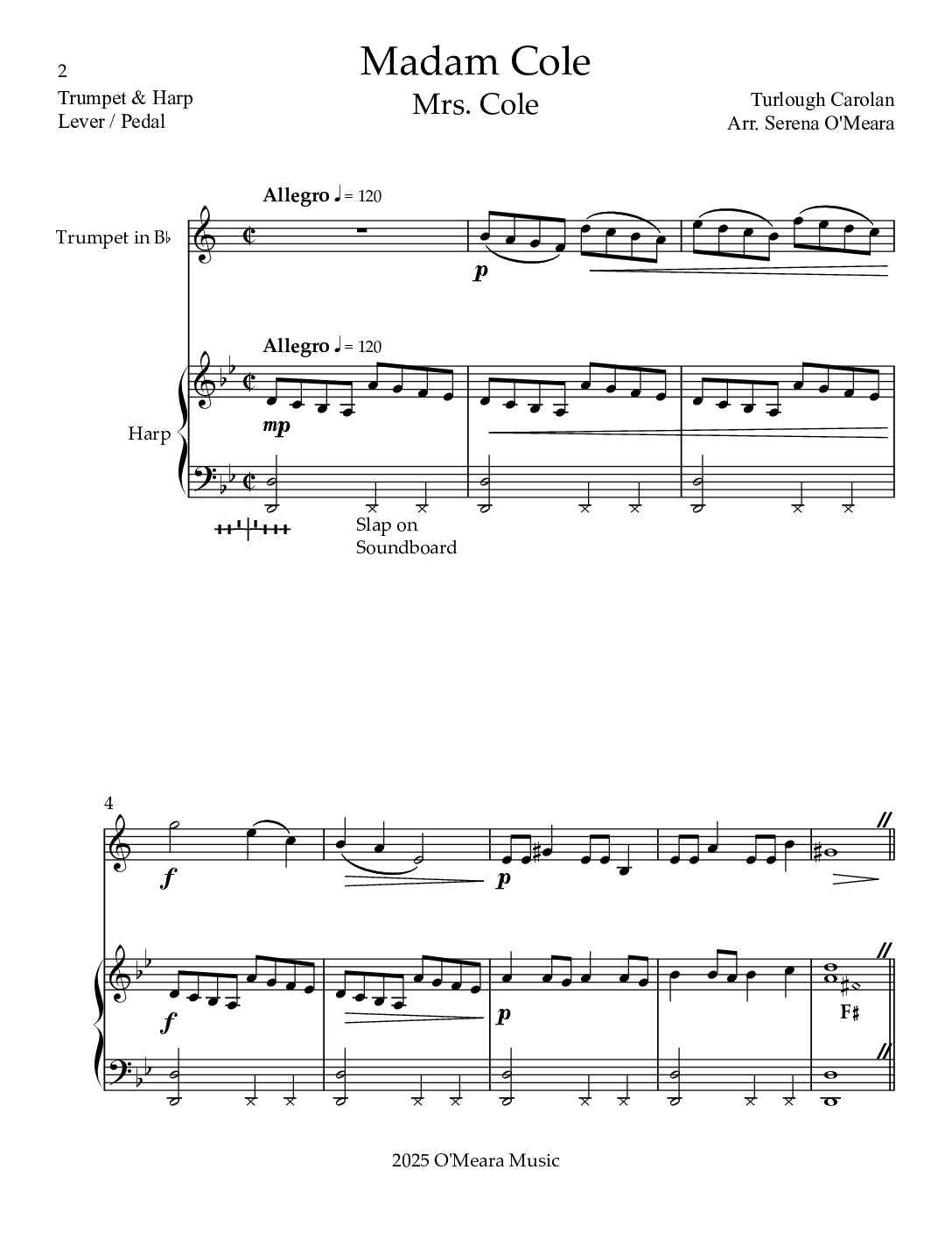 Madam Cole, Duet for Bb Trumpet & Harp - Image 2