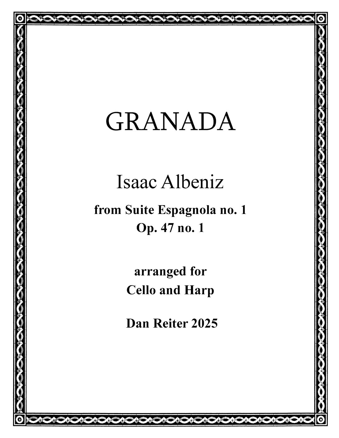 Granada for Cello and Harp (Albeniz)
