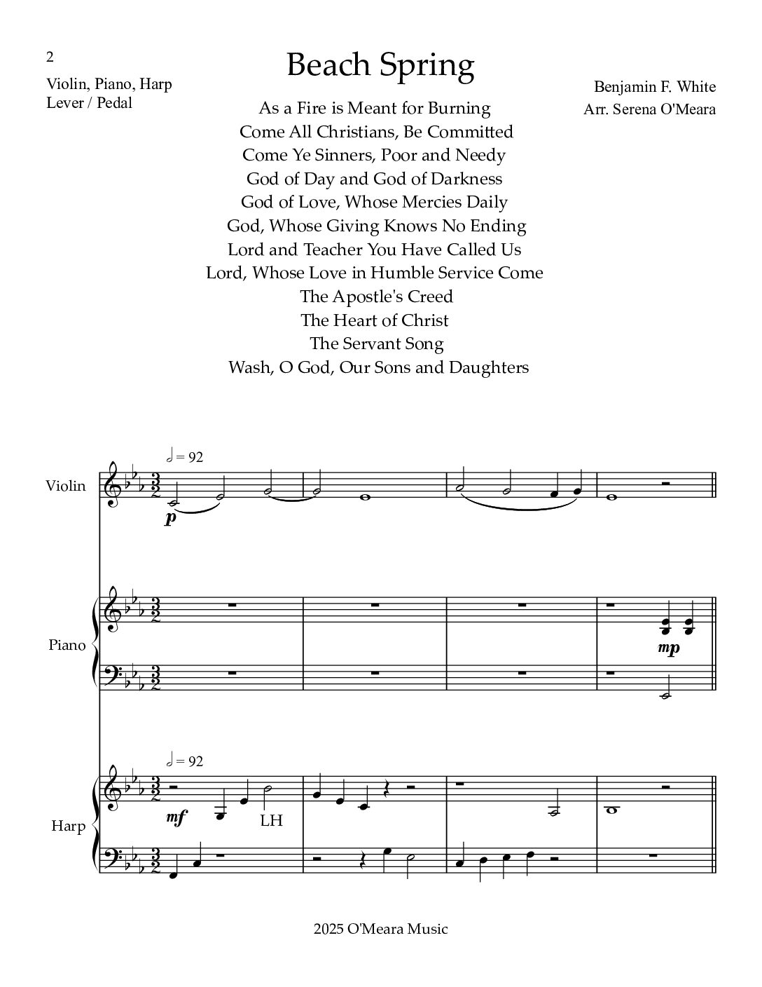 Beach Spring, Trio for Violin, Piano & Harp - Image 2