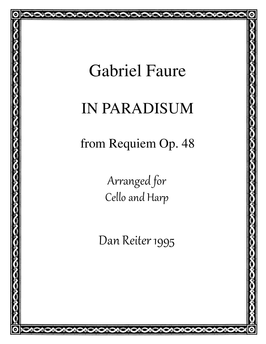 In Paradisum for Cello and Harp (Faure)