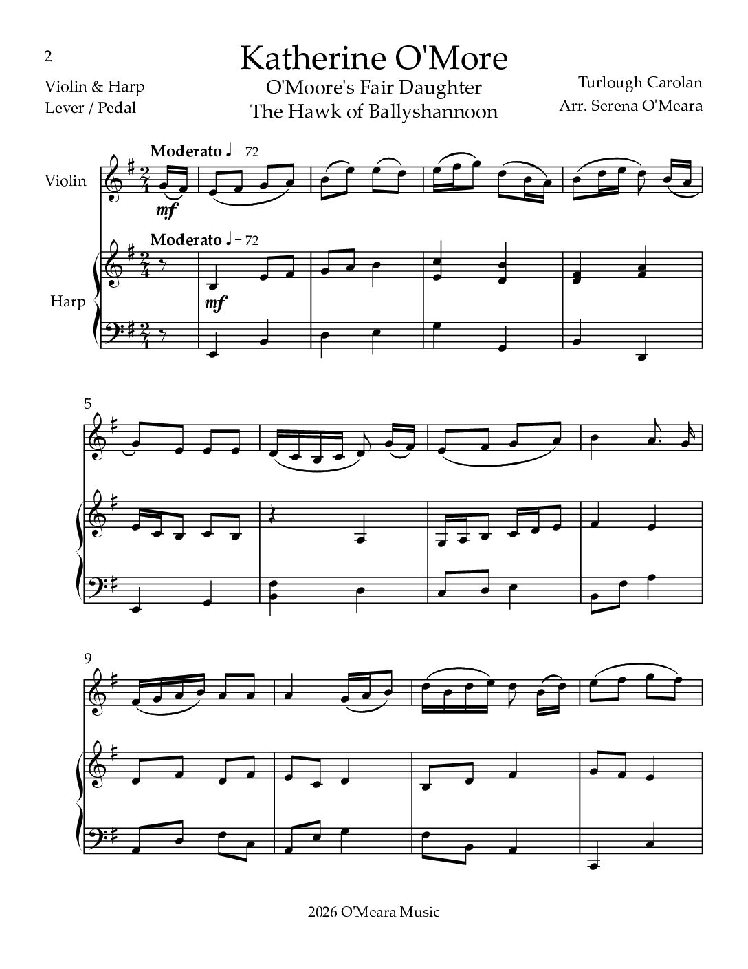 Katherine O’More, Duet for Violin & Harp - Image 2