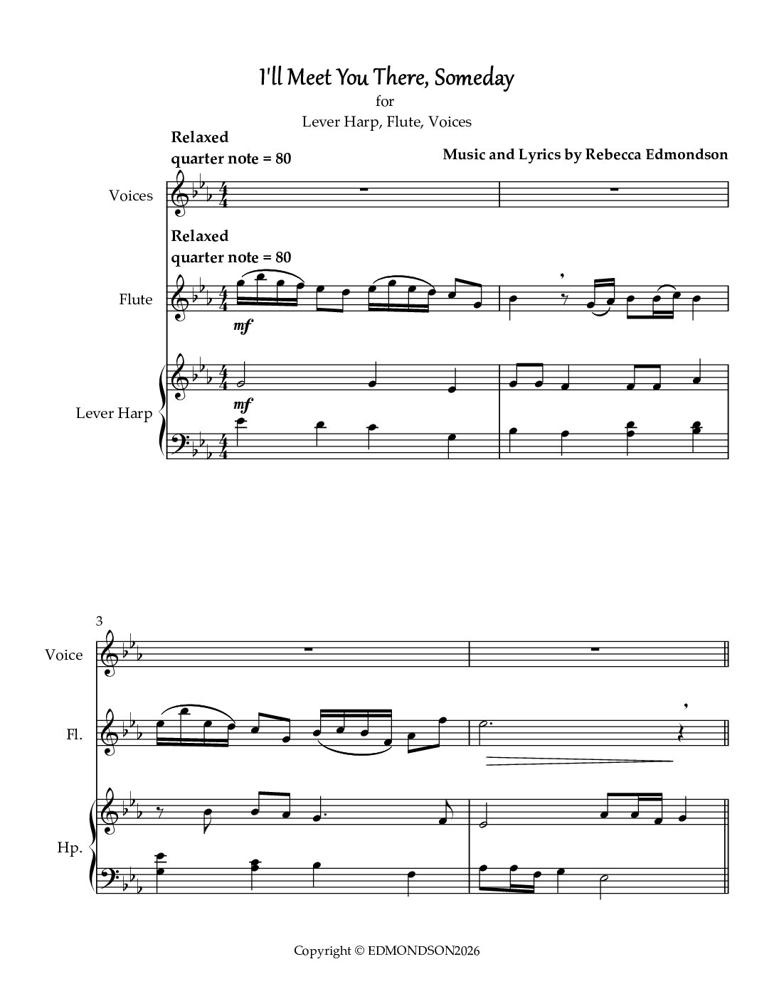 I'll Meet You There - Lever Harp, Flute, Voice - Image 2