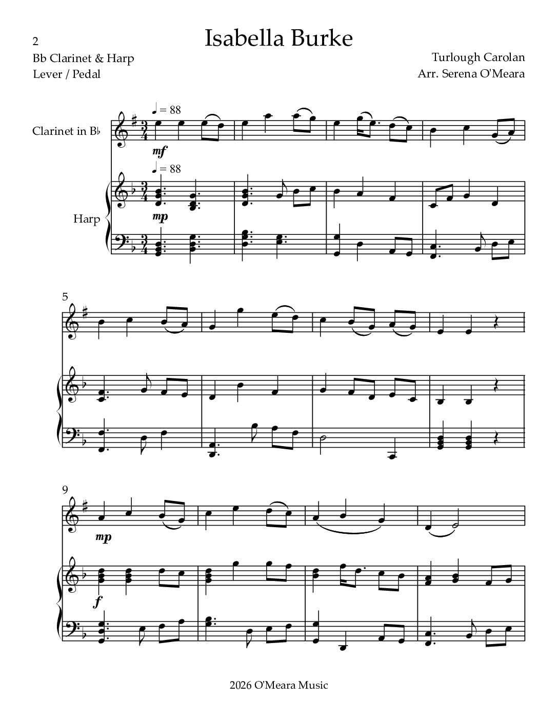 Isabella Burke, Duet for Bb Clarinet & Harp - Image 2