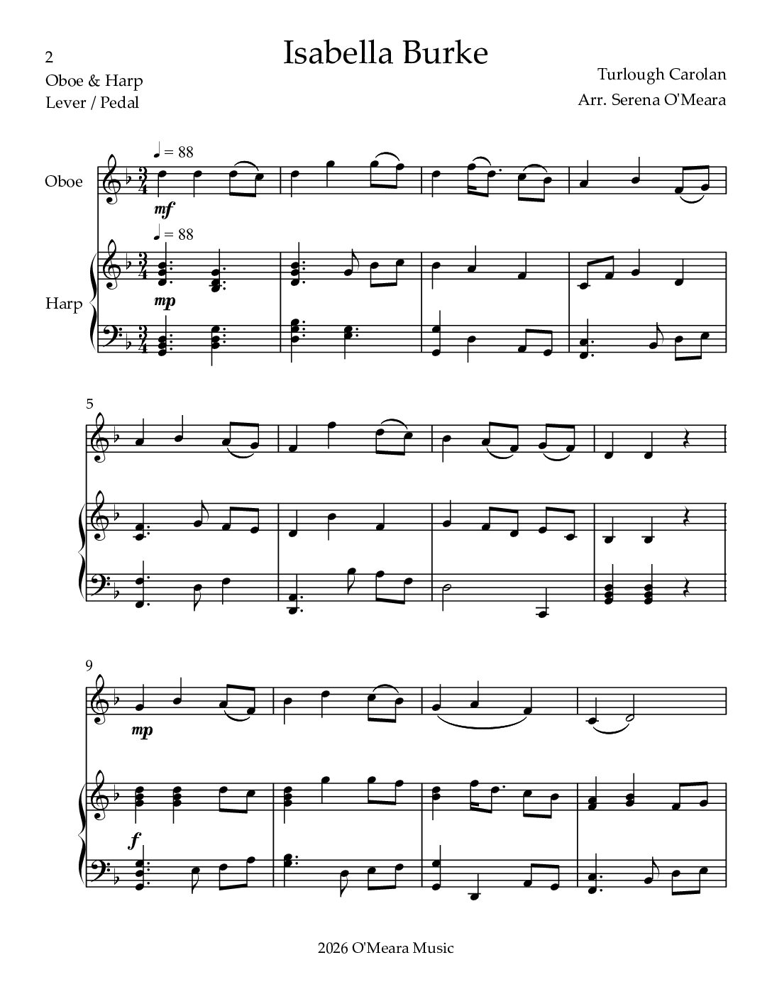 Isabella Burke, Duet for Oboe & Harp - Image 2
