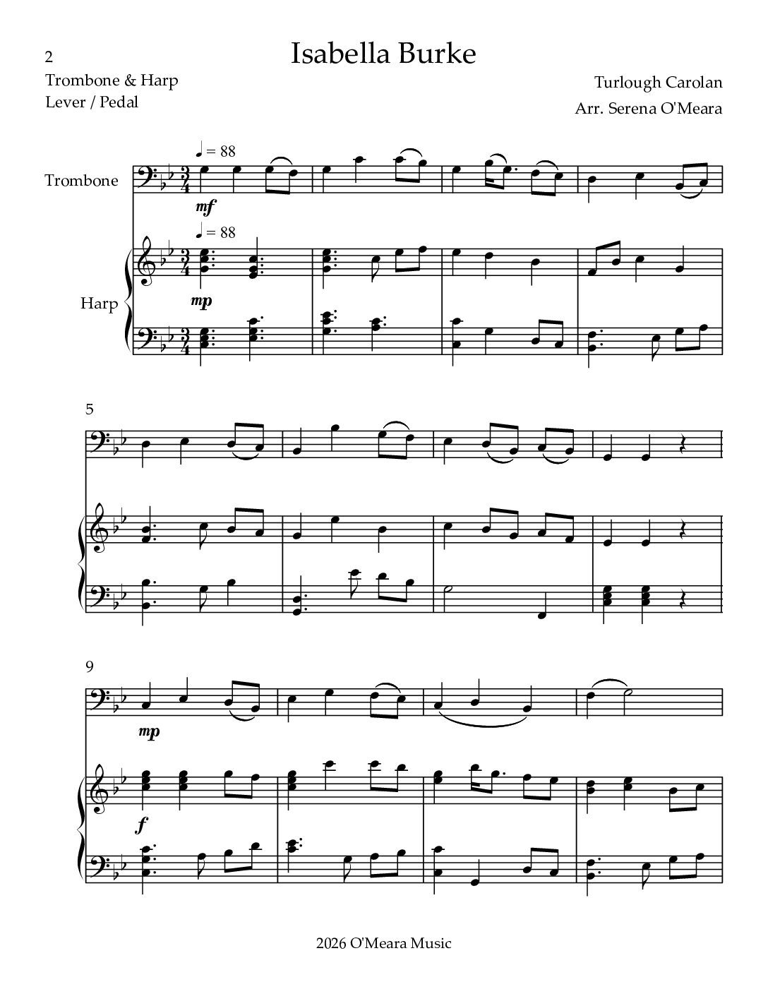 Isabella Burke, Duet for Trombone & Harp - Image 2