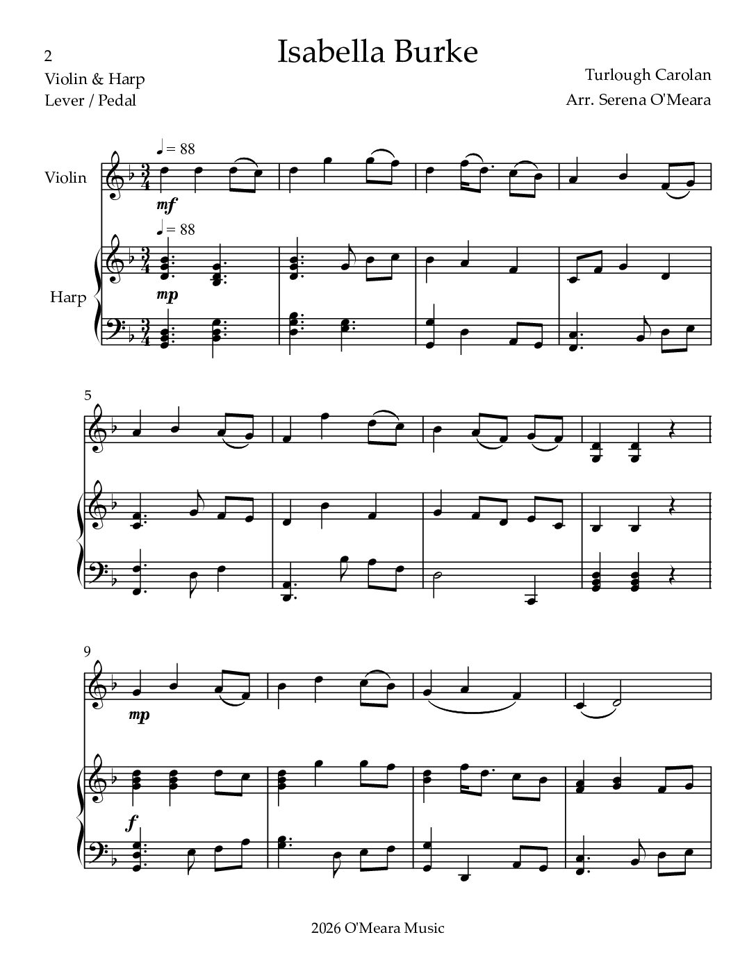 Isabella Burke, Duet for Violin & Harp - Image 2
